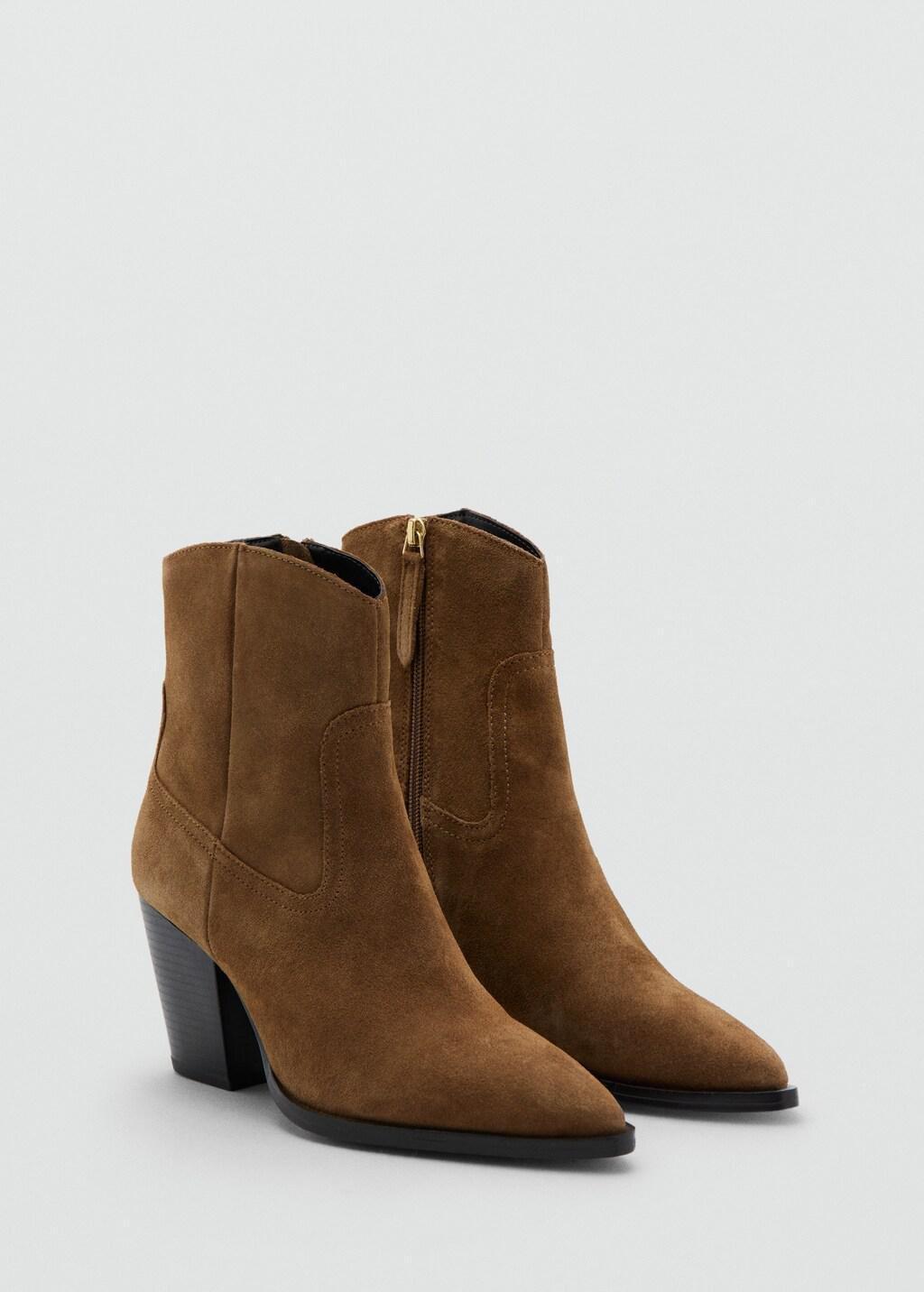 MEDIUM BROWN Suede block-heel boots, 0201_31, medium