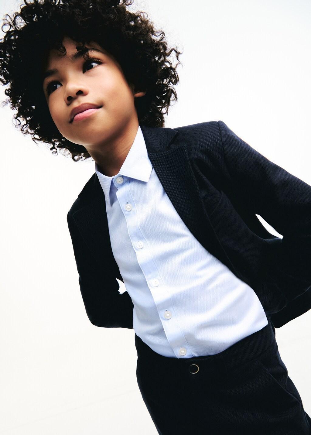 Navy Cotton-Blend Piqu&atilde;&copy; Blazer, Kids Boy, Navy, large image number 3