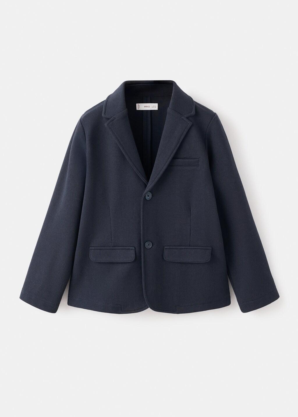 Navy Cotton-Blend Piqu&atilde;&copy; Blazer, Kids Boy, Navy, large image number 5