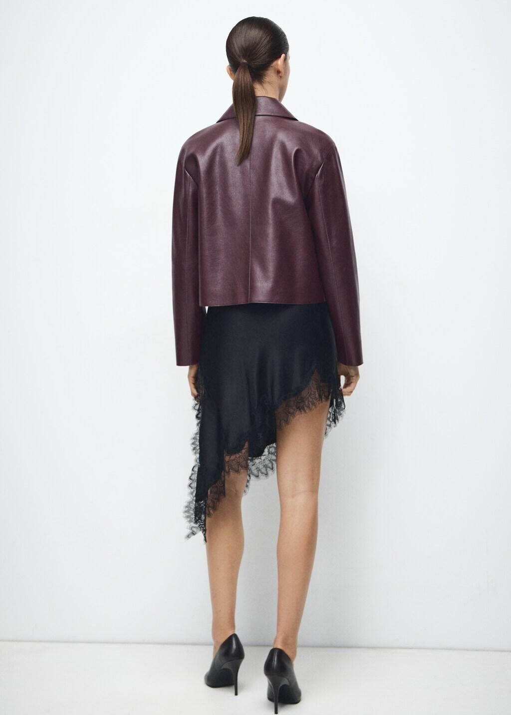 Red Faux-Leather Jacket With Pockets, Dark Red, large image number 2