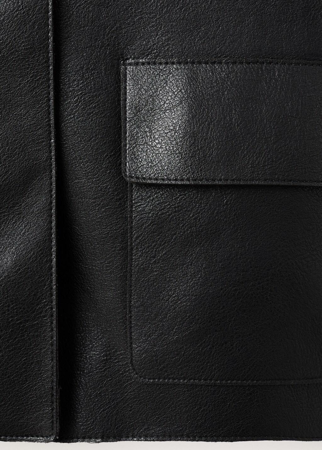 Black Faux-Leather Jacket With Pockets, Black, large image number 3