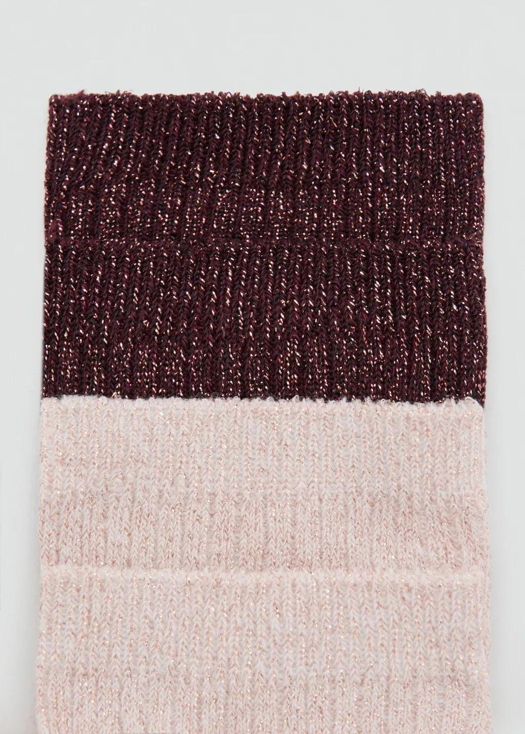 Pink Lt Pastel Pack Of 2 Ribbed Lurex Socks, Light-Pastel Pink, large image number 1