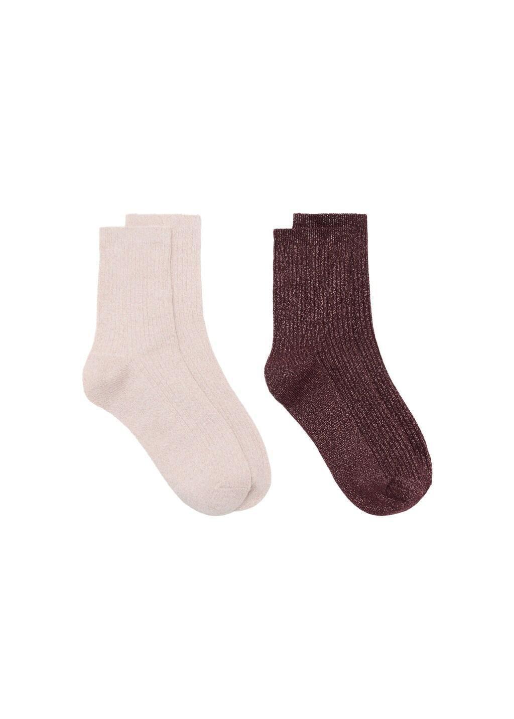 Pink Lt Pastel Pack Of 2 Ribbed Lurex Socks, Light-Pastel Pink, large image number 2