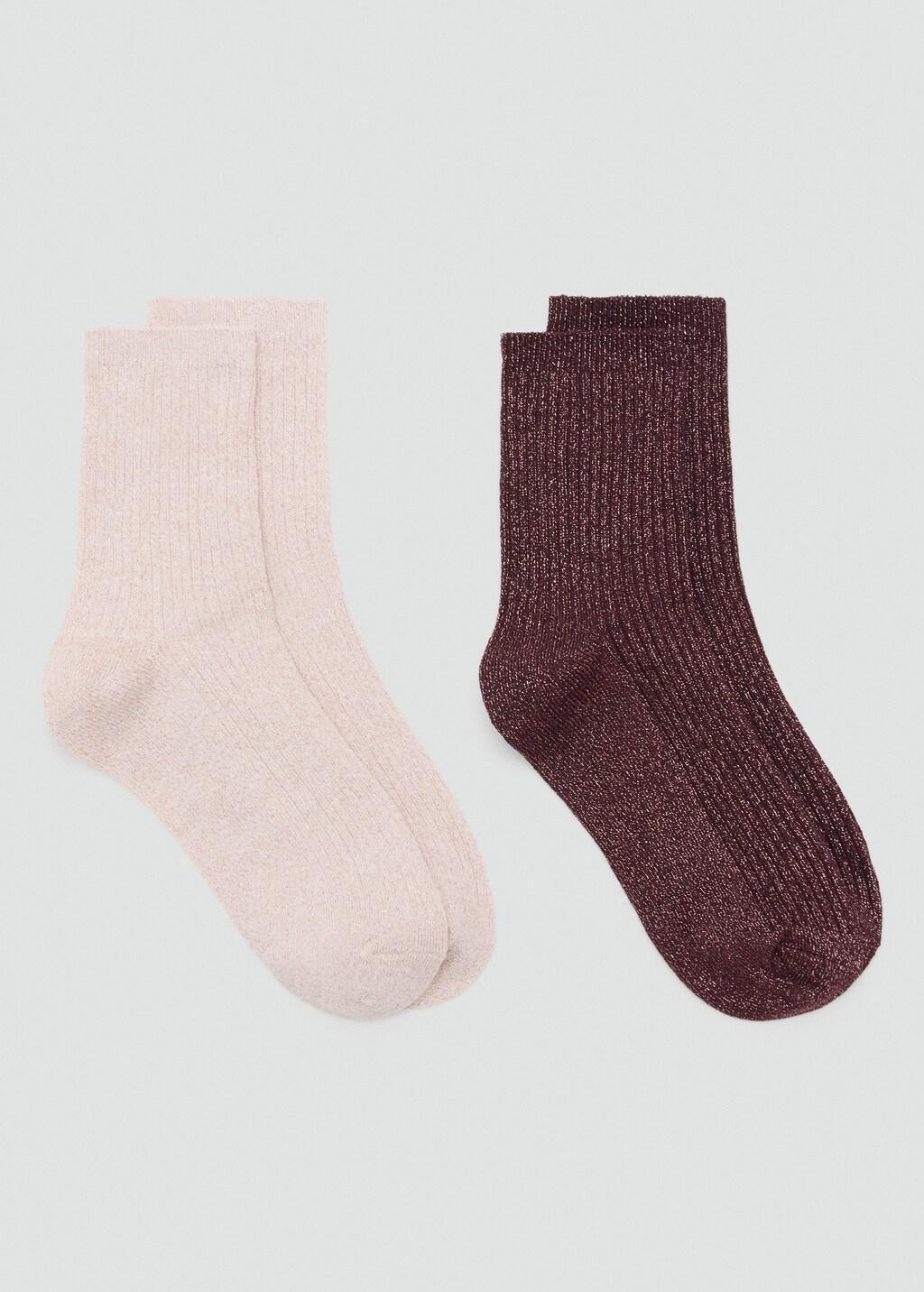 Pink Lt Pastel Pack Of 2 Ribbed Lurex Socks, Light-Pastel Pink, large image number 3