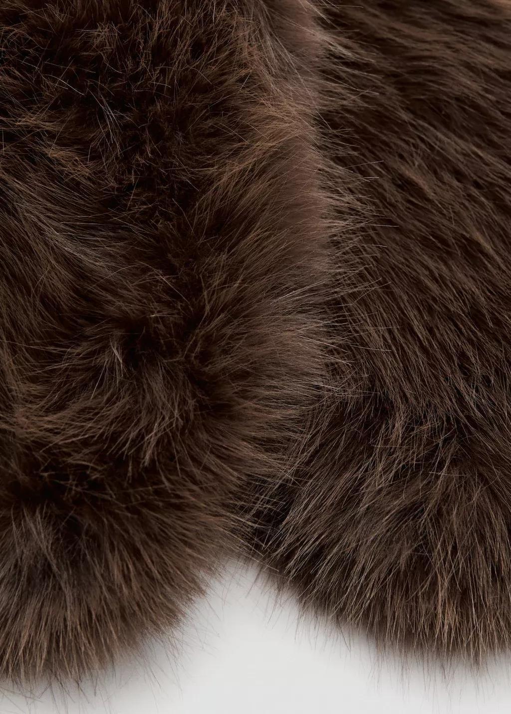 Brown Faux-Fur Scarf, Dark Brown, medium