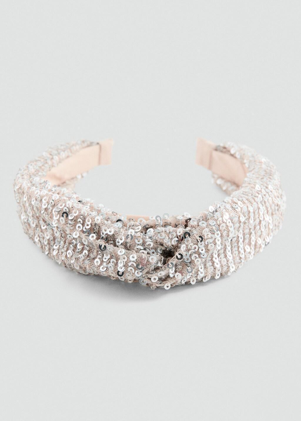 Brown Sequin Shimmer Headband, Kids Girls, Light Pastel Brown, medium