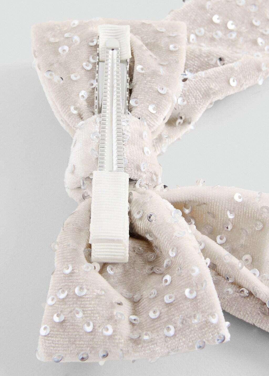 LT PASTEL BROWN Hair clip with sequin bow, Kids Girl, Light Pastel Brown, medium