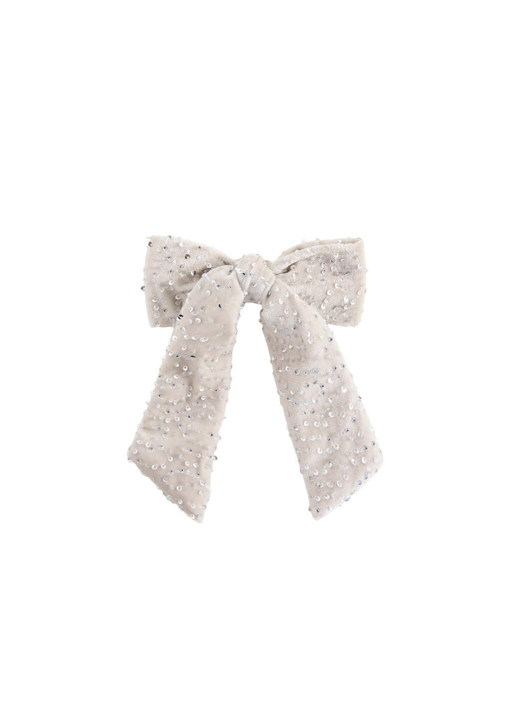 LT PASTEL BROWN Hair clip with sequin bow, Kids Girl, Light Pastel Brown, medium