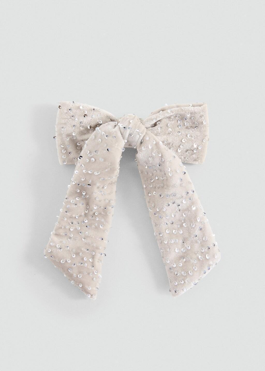 LT PASTEL BROWN Hair clip with sequin bow, Kids Girl, Light Pastel Brown, medium