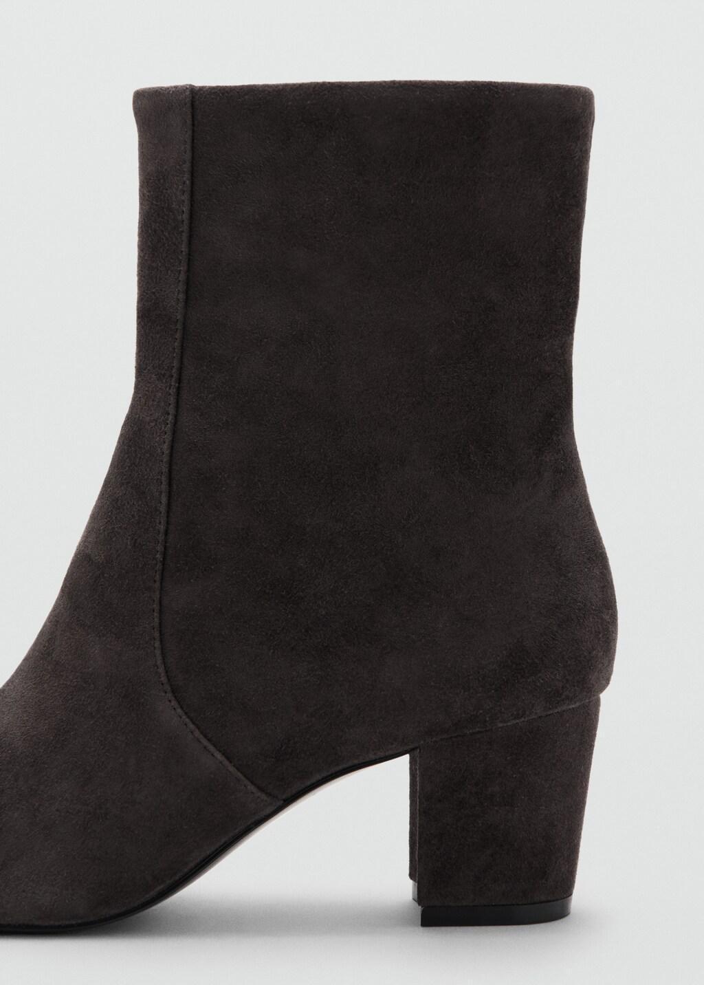 Grey Suede Block-Heel Boots, Dark Grey, large image number 1