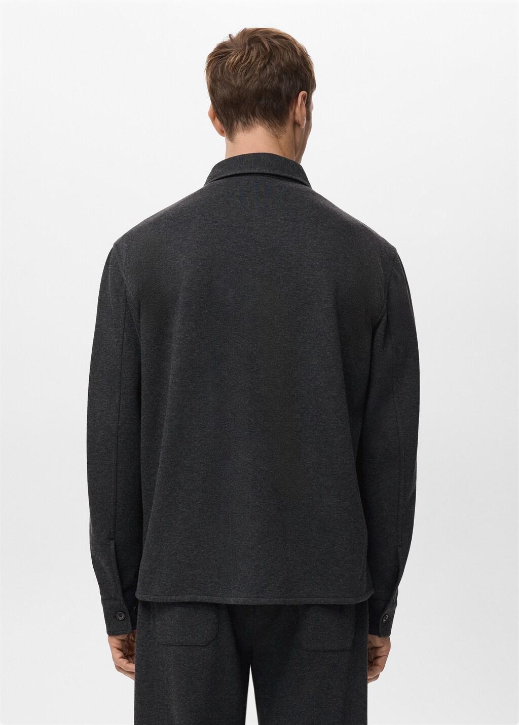 Grey Flannel Overshirt With Pockets, Dark Grey, large image number 2