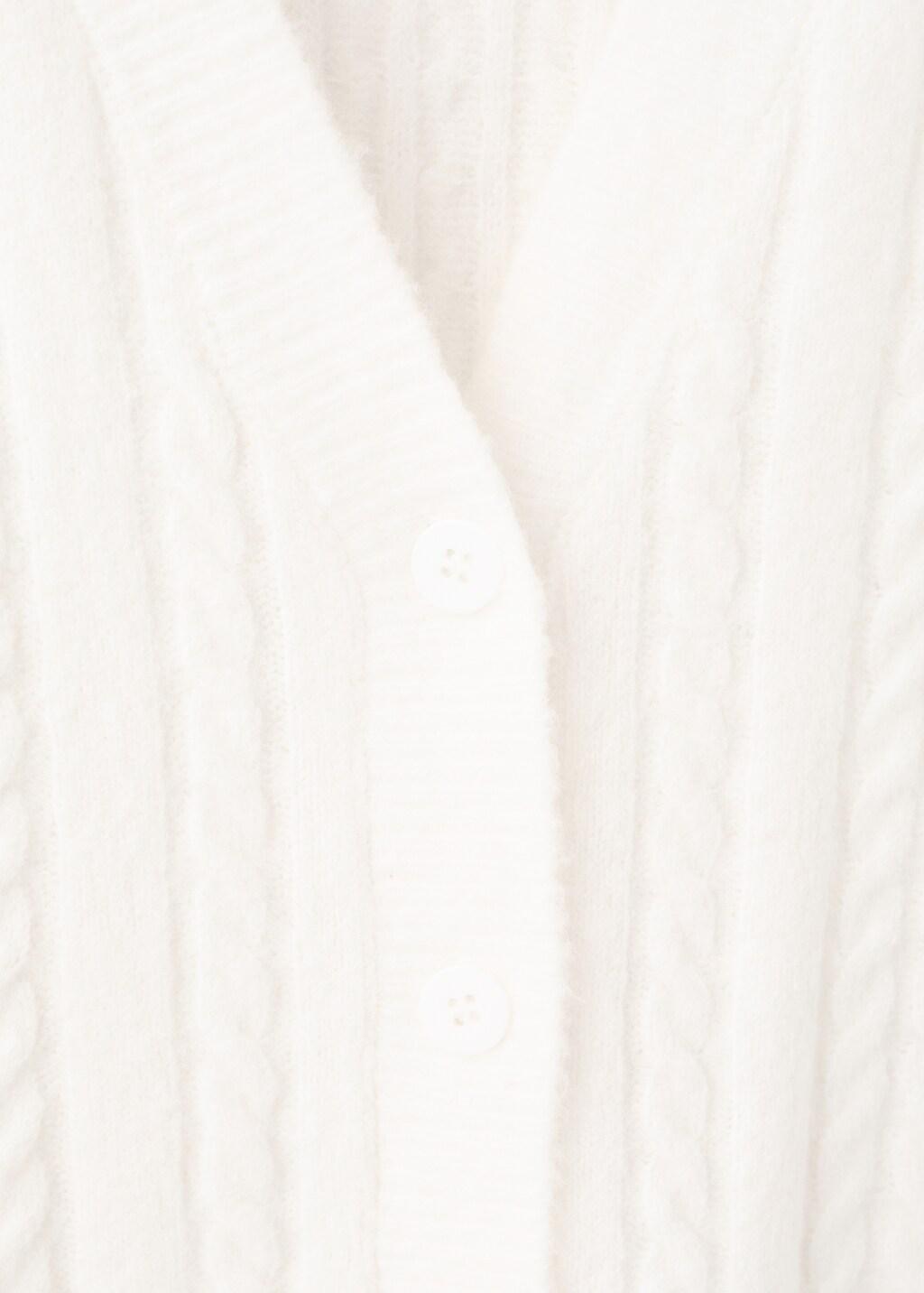 Beige Knitted Braided Cardigan, Light Beige, large image number 1