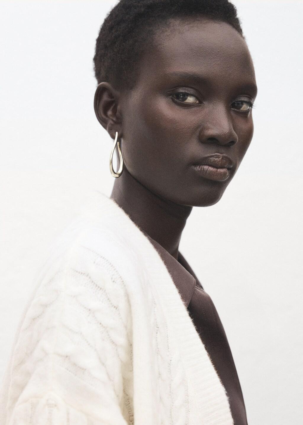 Beige Knitted Braided Cardigan, Light Beige, large image number 4