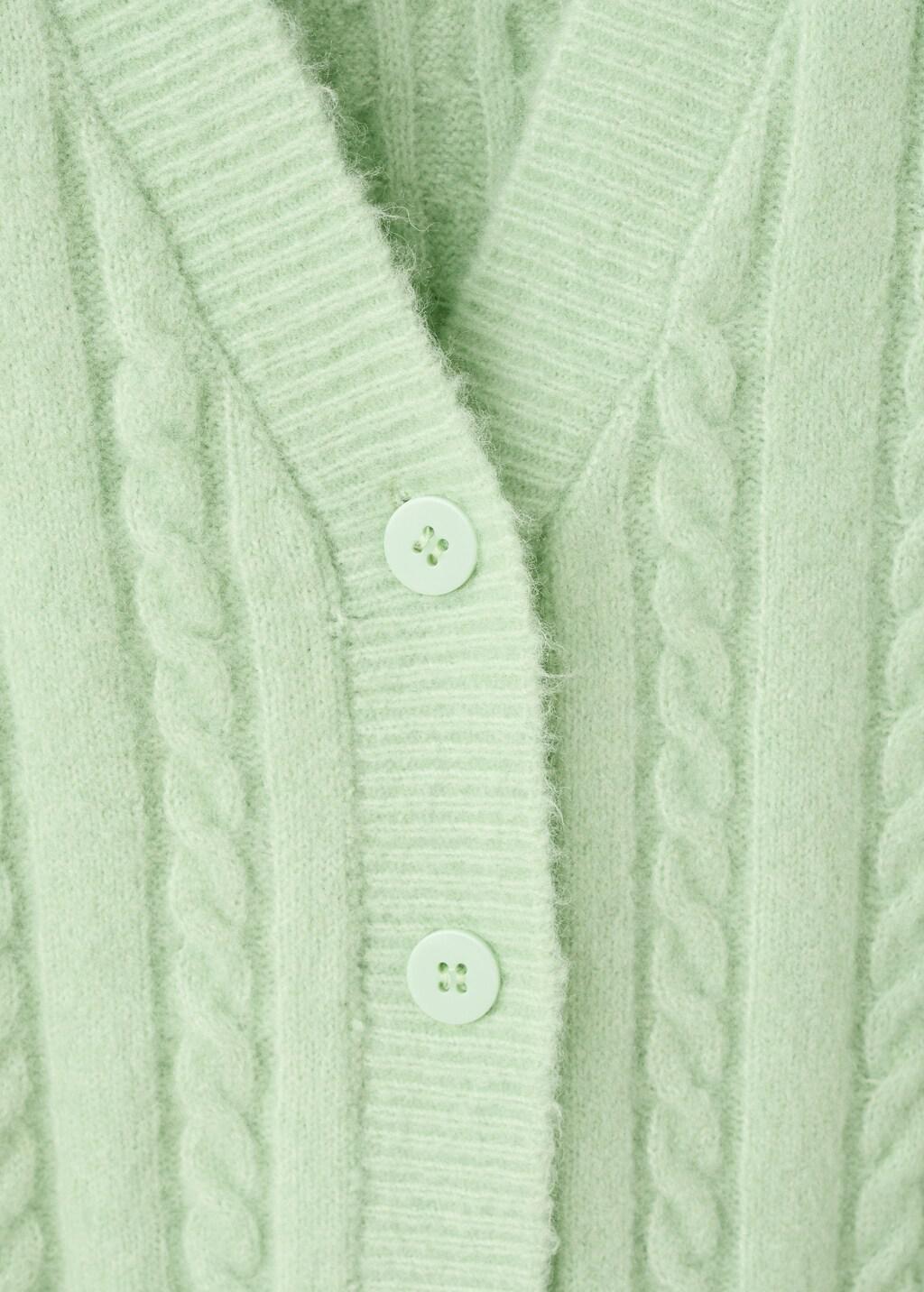 Turquoise Knitted Braided Cardigan, Turquoise - Aqua, medium