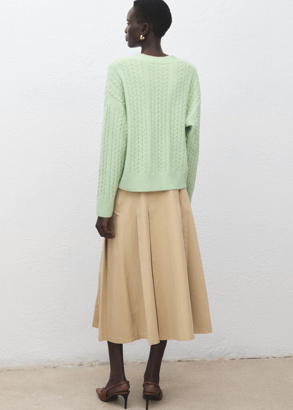 Turquoise Knitted Braided Cardigan, 0201_45, large image number 2