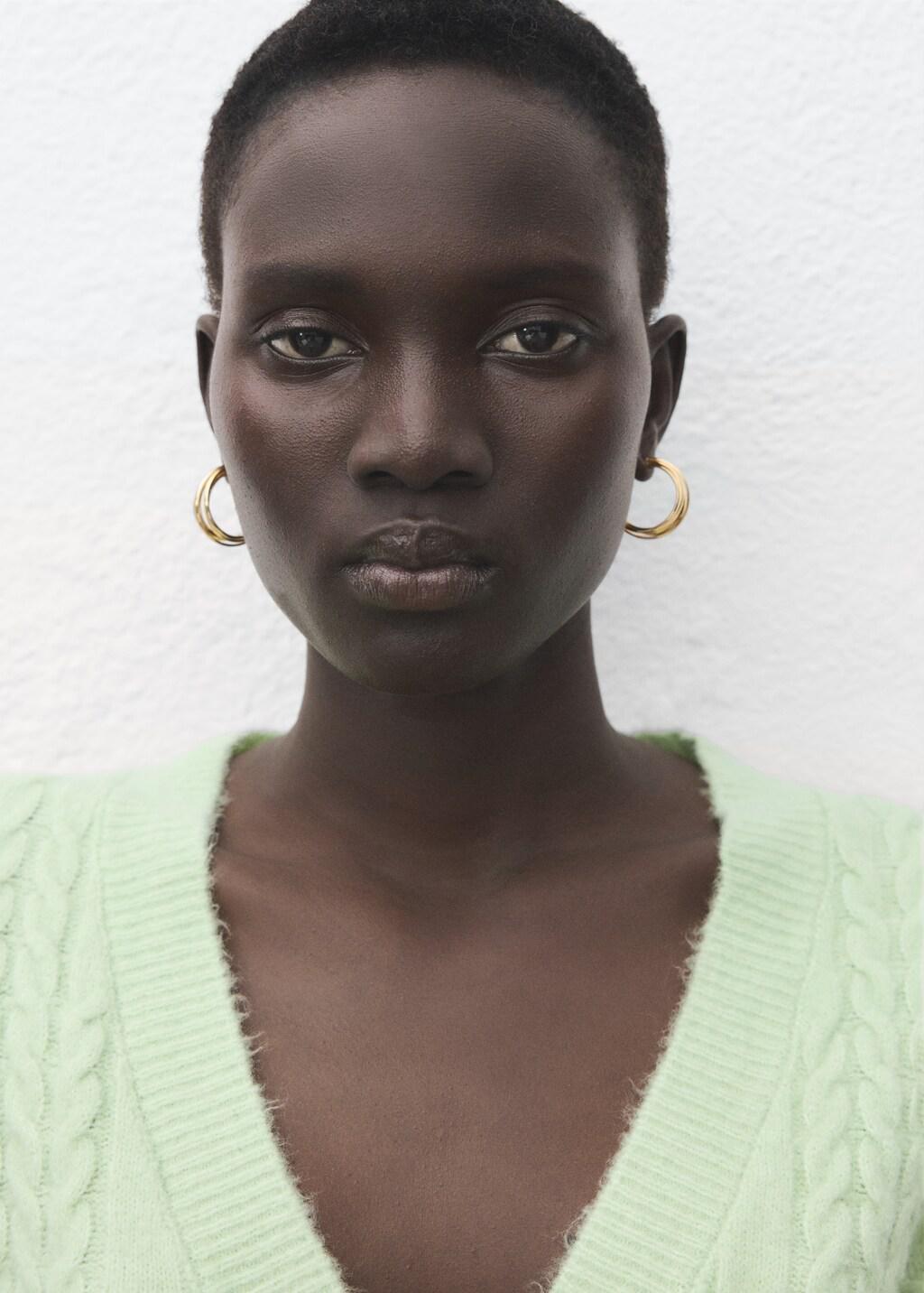 Turquoise Knitted Braided Cardigan, 0201_45, large image number 4