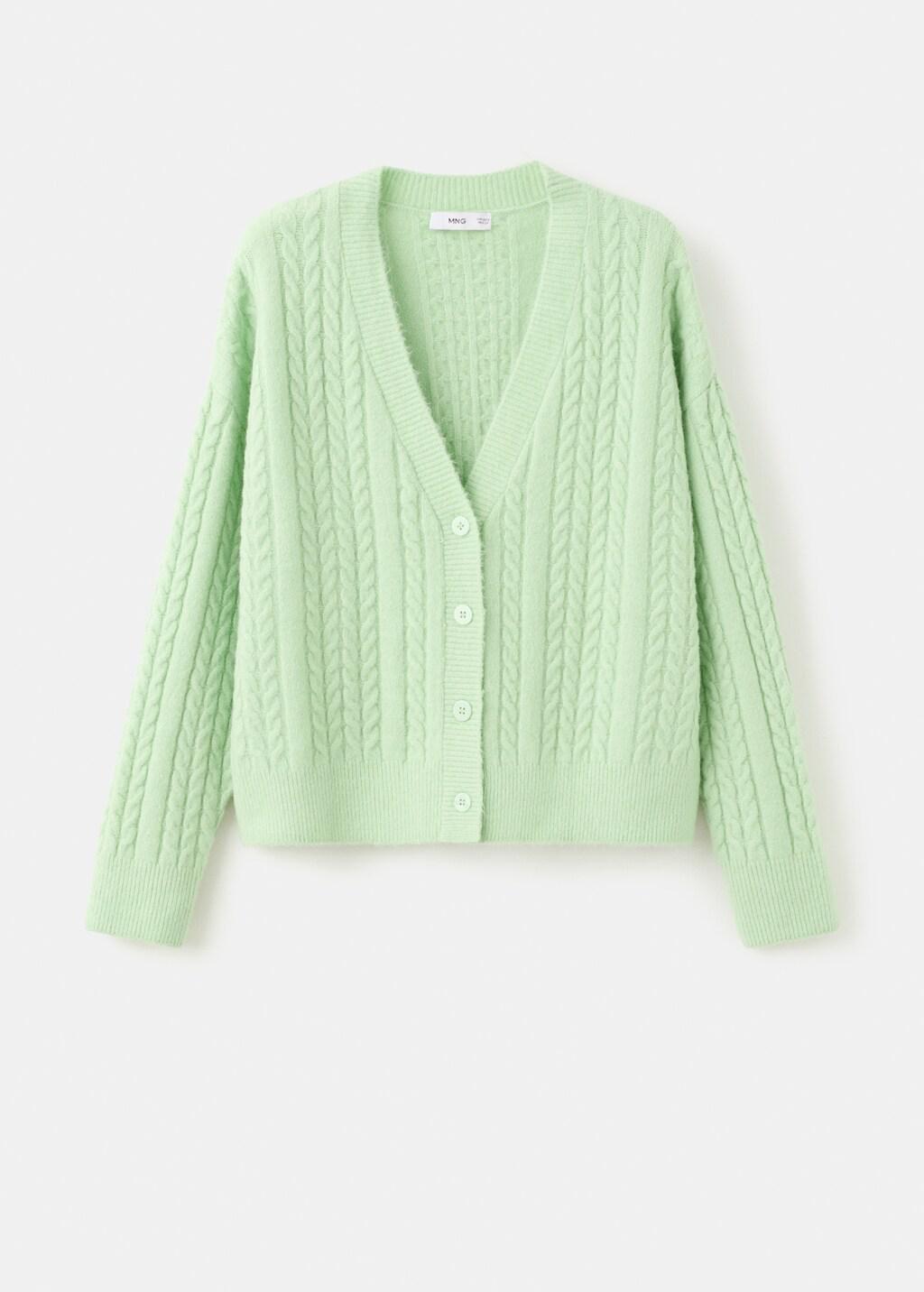 Turquoise Knitted Braided Cardigan, 0201_45, large image number 8