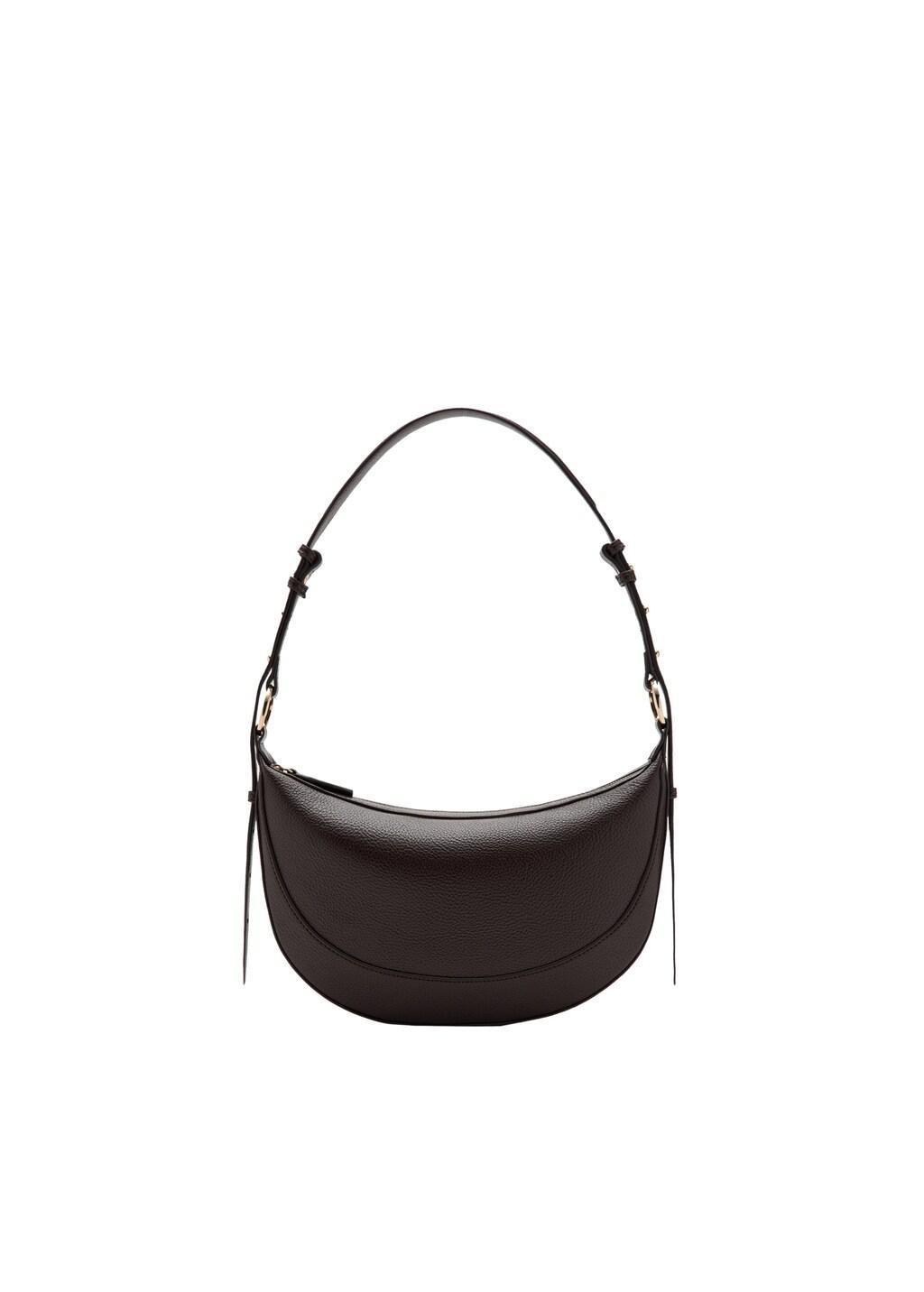 Brown Oval Shoulder Bag, Dark Brown, large image number 3
