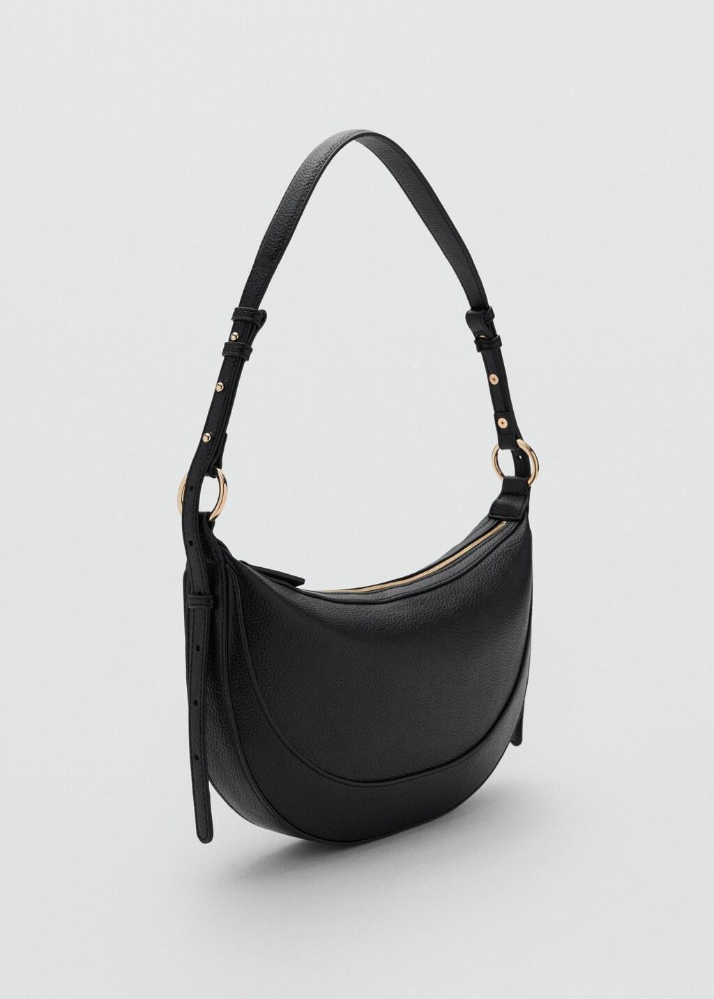 Black Oval Shoulder Bag, Black, large image number 1