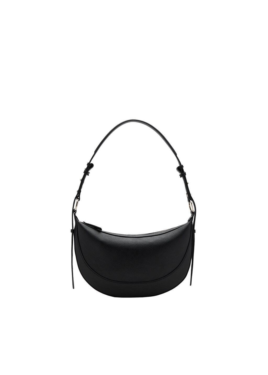 Black Oval Shoulder Bag, Black, large image number 3
