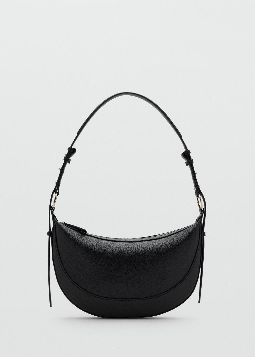 Black Oval Shoulder Bag, Black, large image number 4