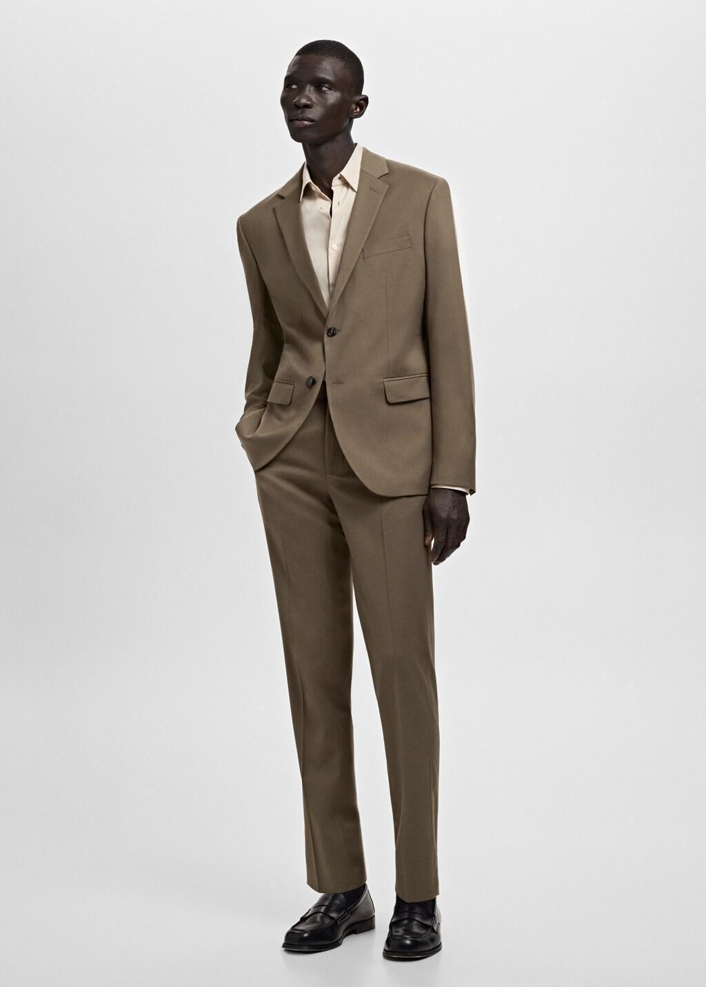 Brown Super Slim-Fit Stretch Suit Jacket, Brown, large image number 0