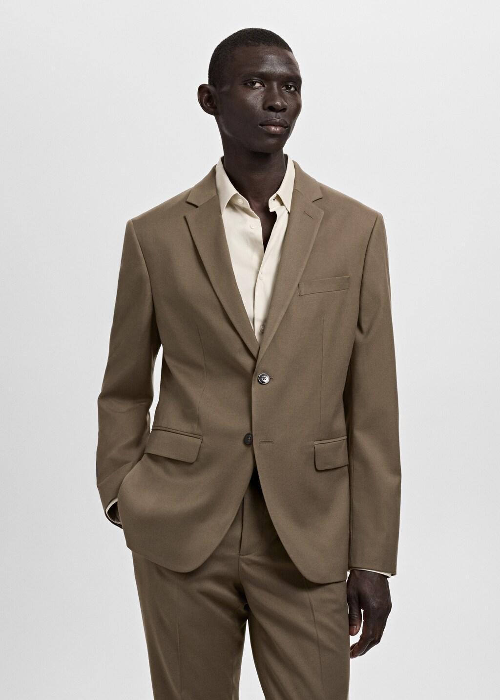 Brown Super Slim-Fit Stretch Suit Jacket, Brown, large image number 3