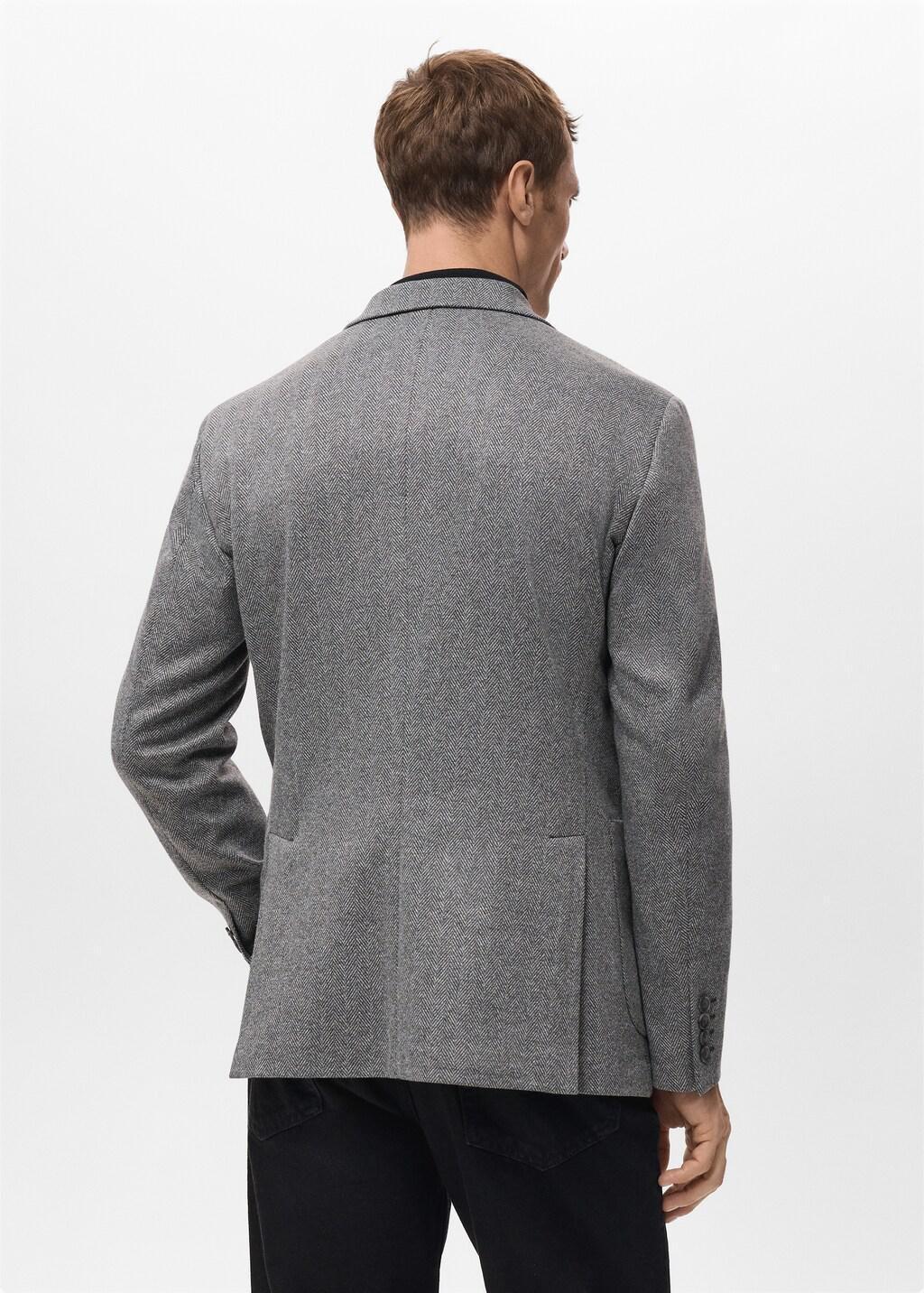 Grey Slim-Fit Herringbone Tailored Jacket, Grey, medium
