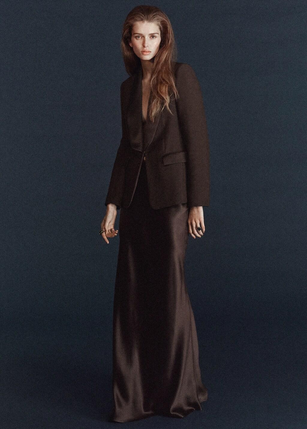 Brown Satin Maxi-Skirt, Brown, medium