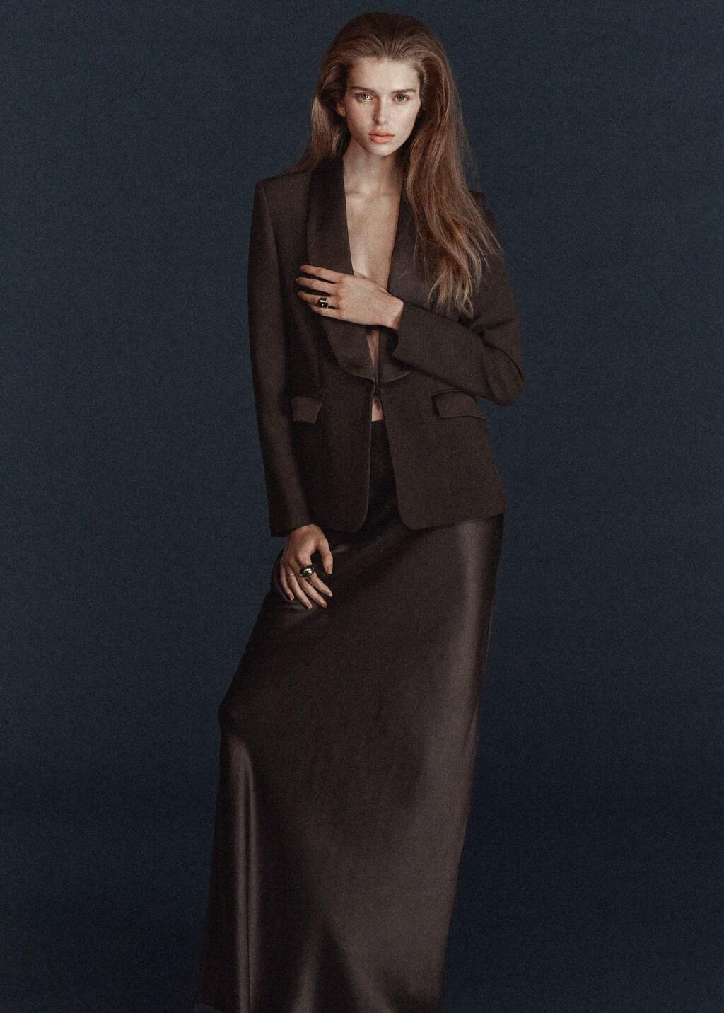 Brown Satin Maxi-Skirt, Brown, large image number 3