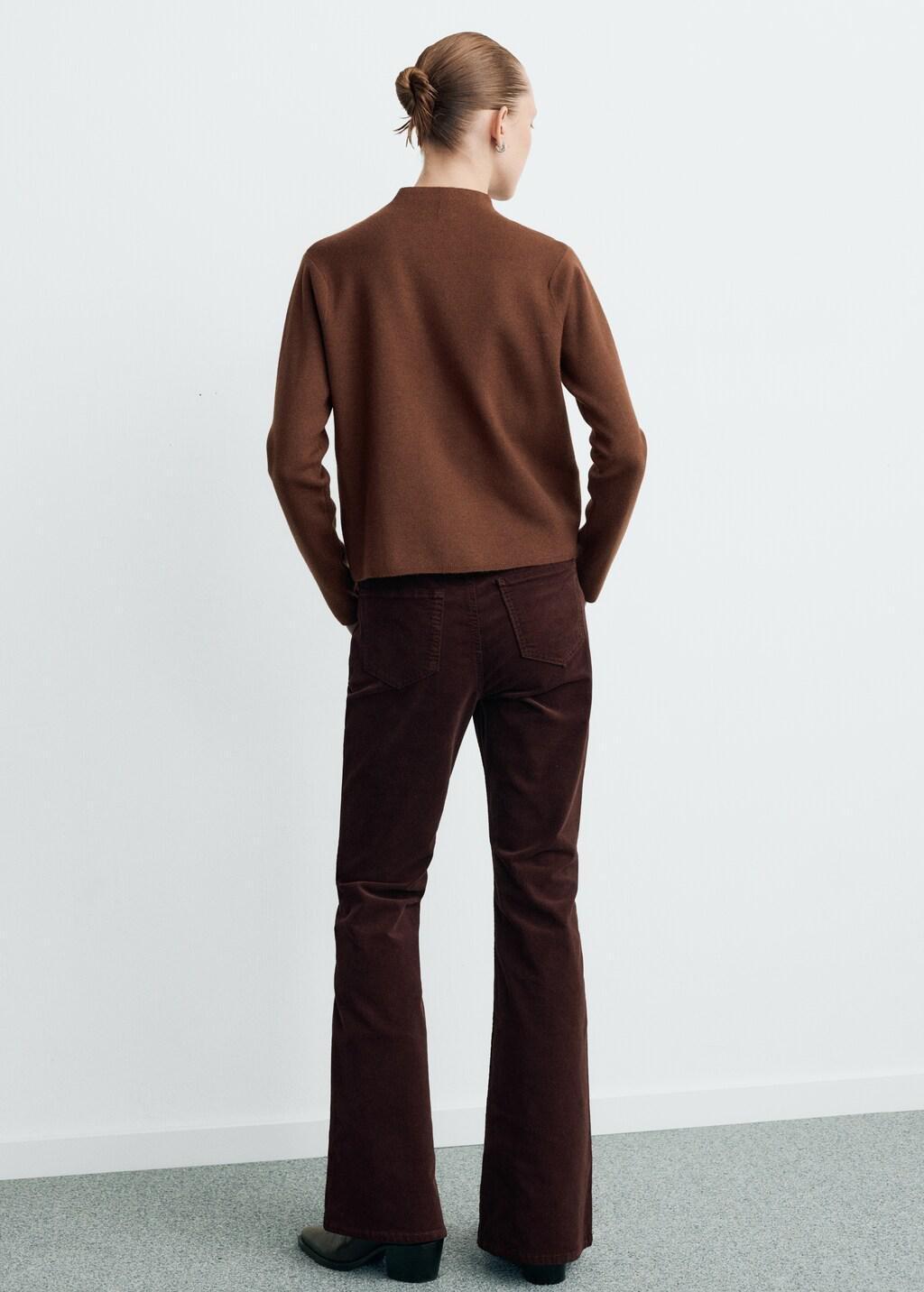 Brown Knitted Sweater With Perkins Neck, Dark Brown, large image number 2
