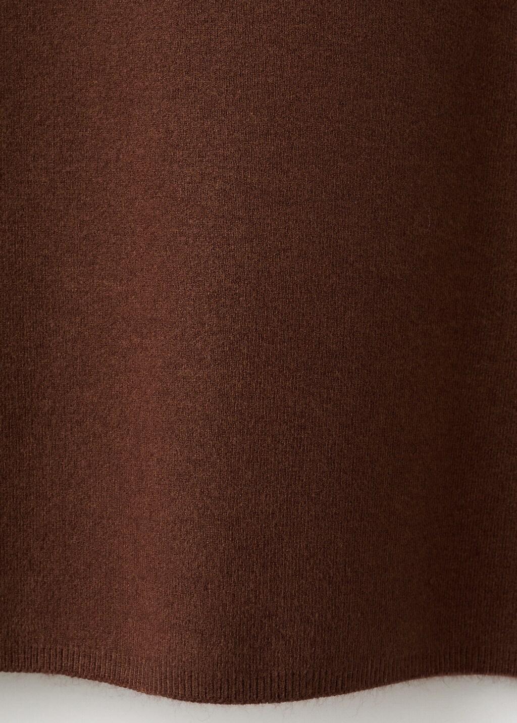 Brown Knitted Sweater With Perkins Neck, Dark Brown, large image number 5