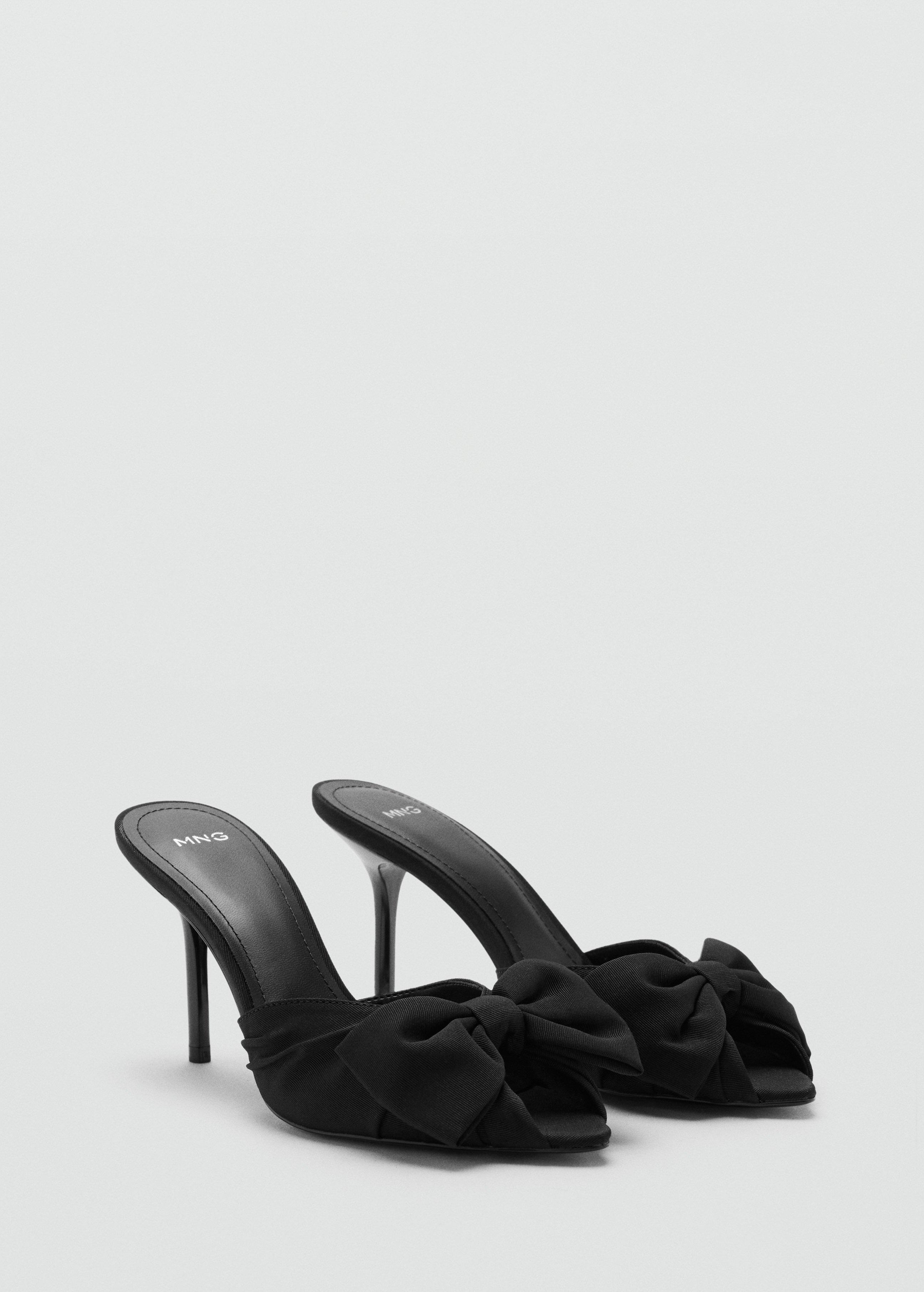 Black Bow Heel Sandals, 0201_99, large image number 1