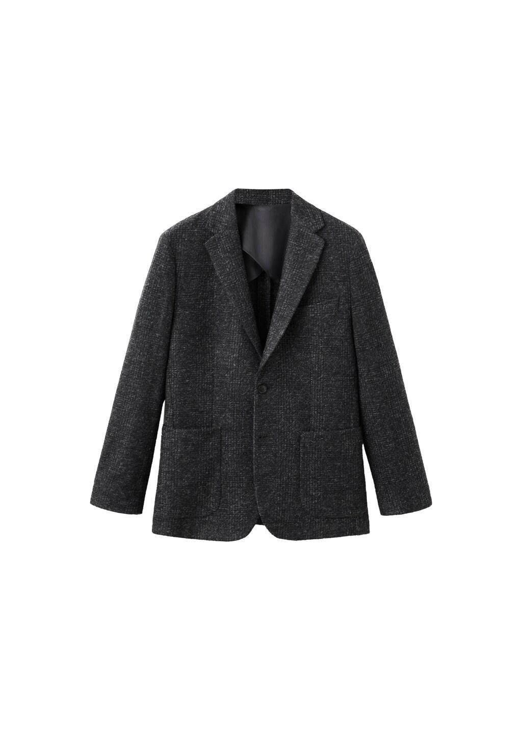 Grey Slim-Fit Wool-Blend Blazer, Grey, large image number 6