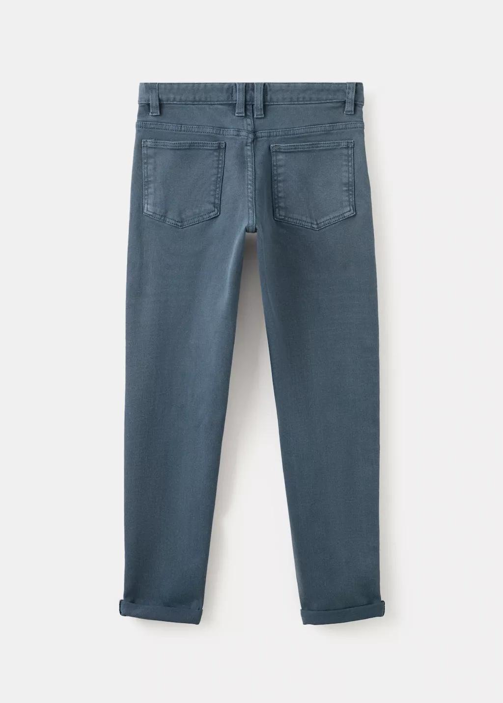 Navy Straight Trousers With Turn-Up Hem, Kids Boy, Navy, medium