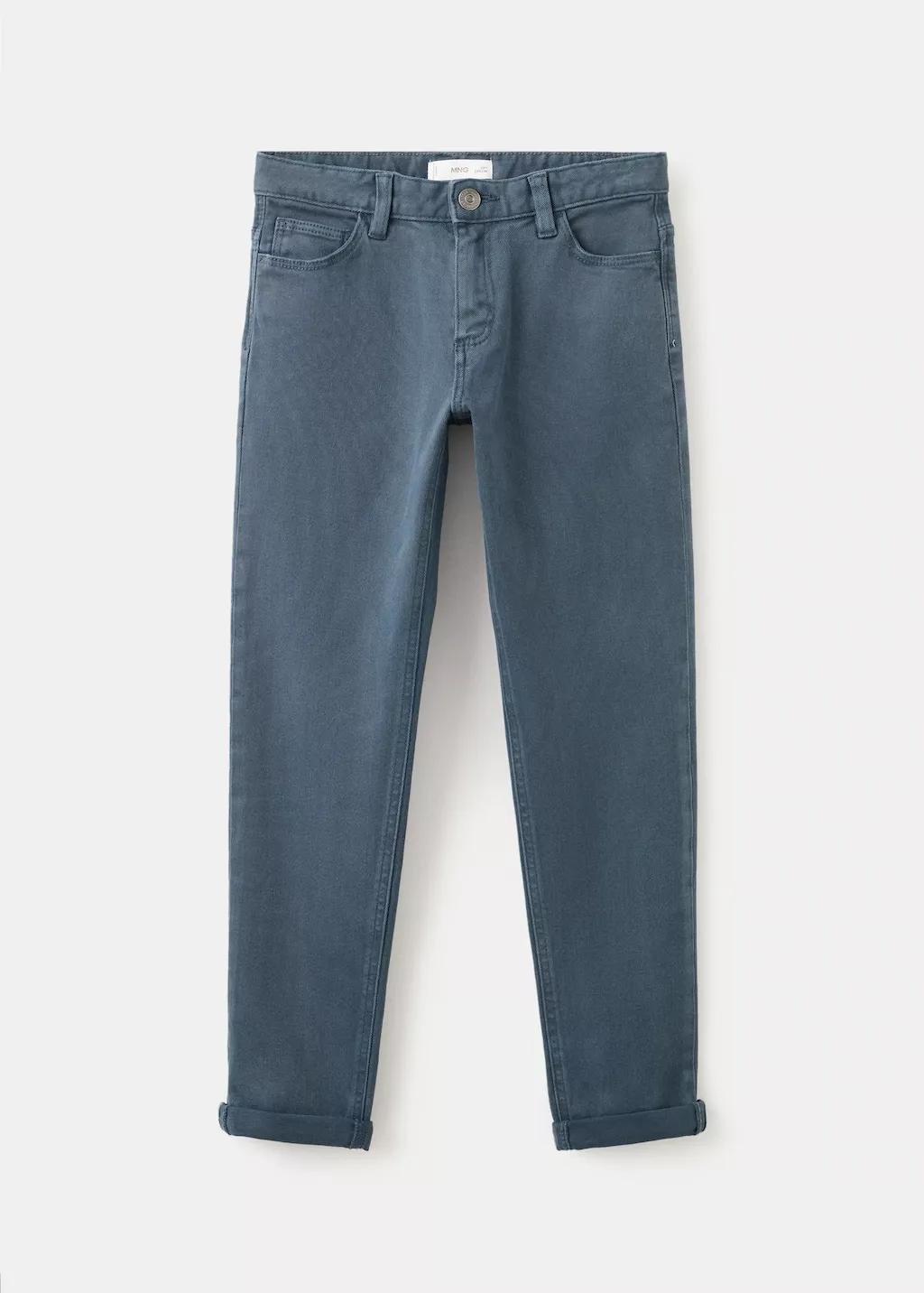 Navy Straight Trousers With Turn-Up Hem, Kids Boy, Navy, large image number 5