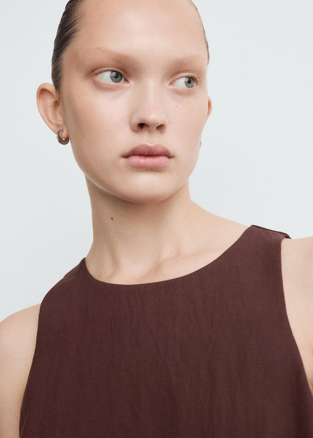 Brown Lyocell Jumpsuit With Belt, Brown, large image number 4