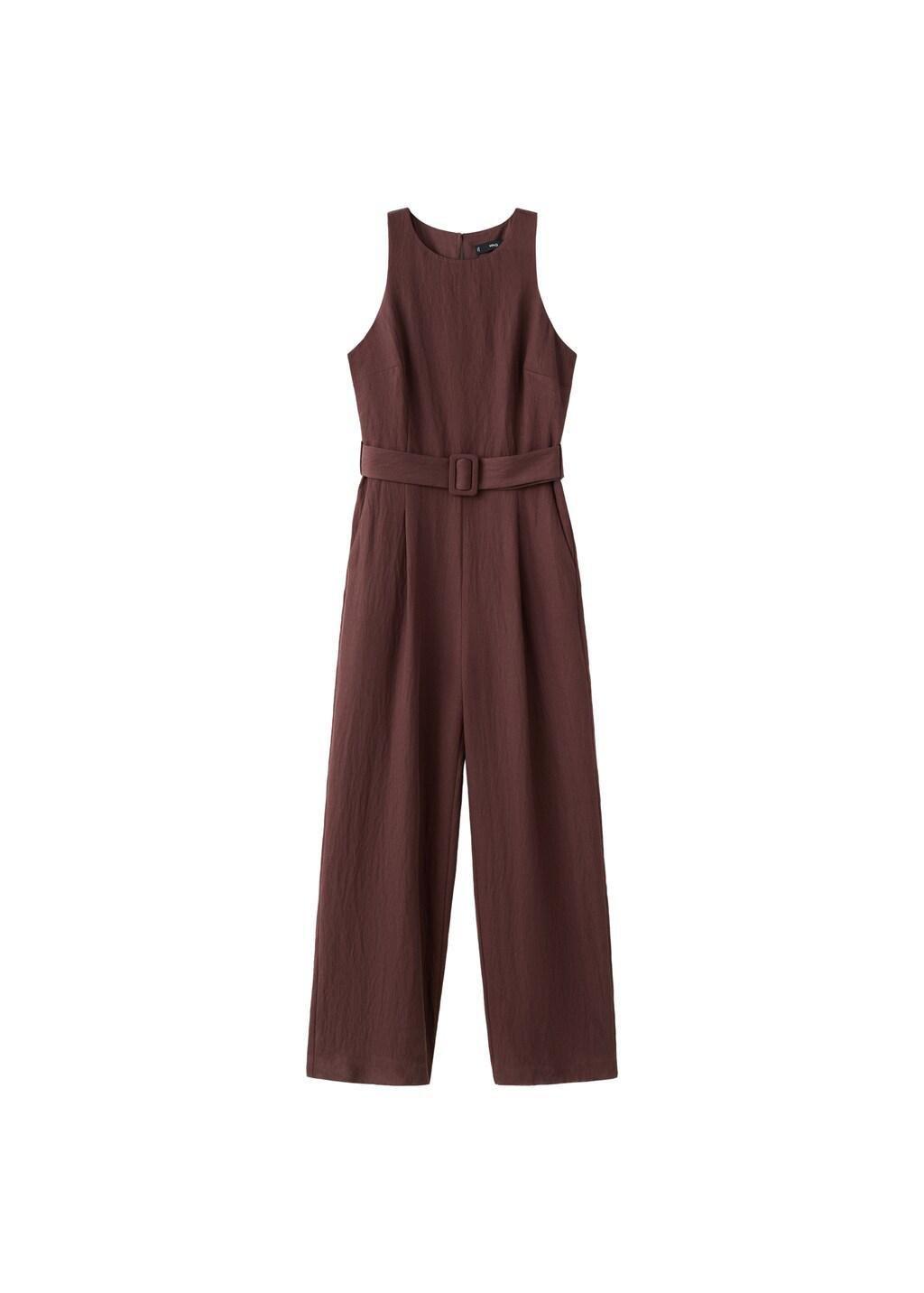 Brown Lyocell Jumpsuit With Belt, 0201_30, large image number 7