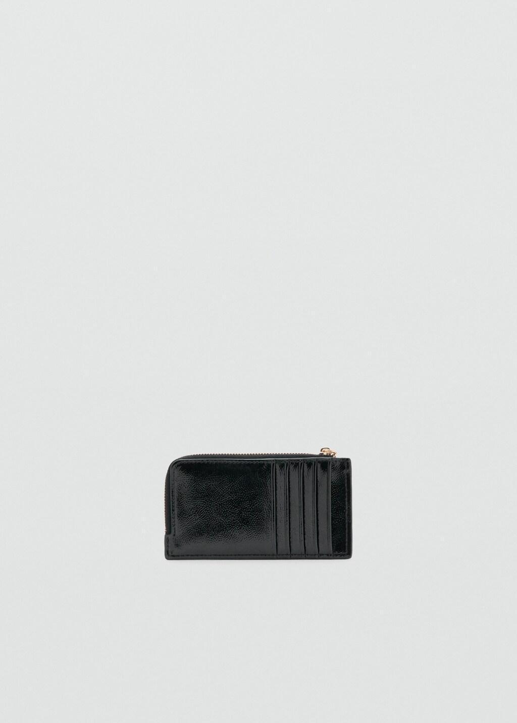 Black Mini Beaded Card Holder, Black, medium