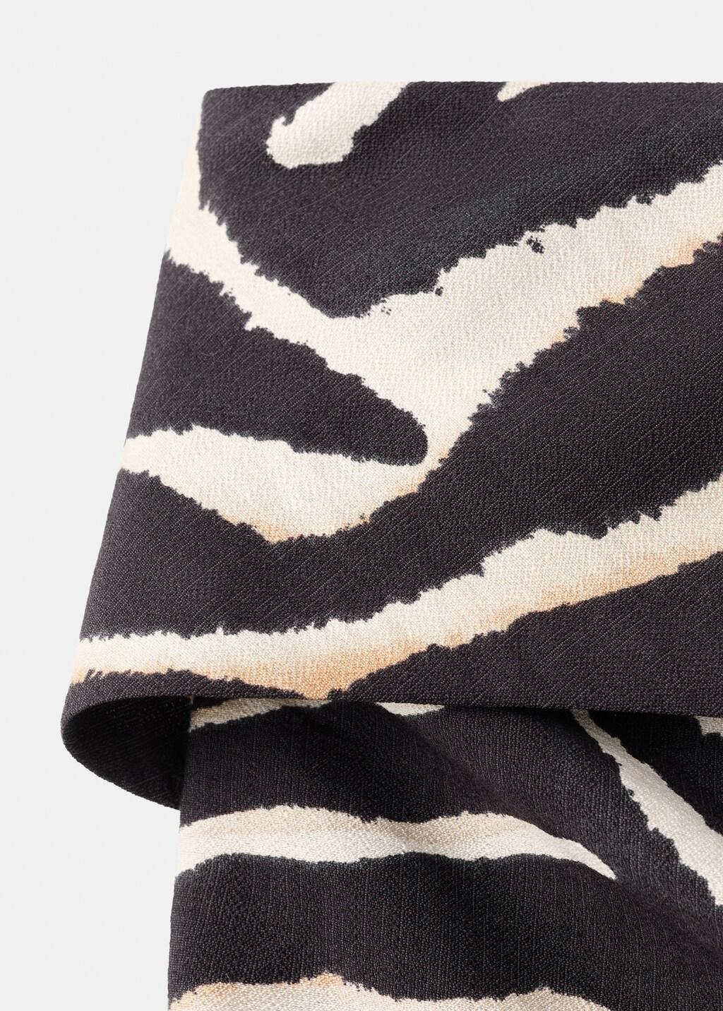 Black Printed Strapless Jumpsuit, Black, medium