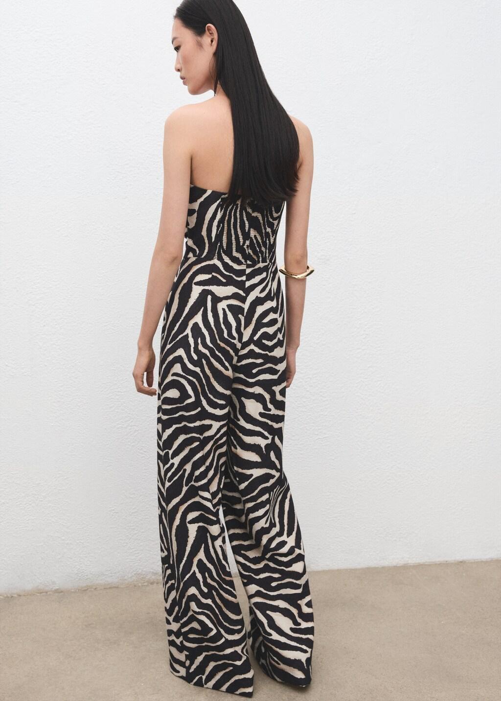 Black Printed Strapless Jumpsuit, Black, large image number 2