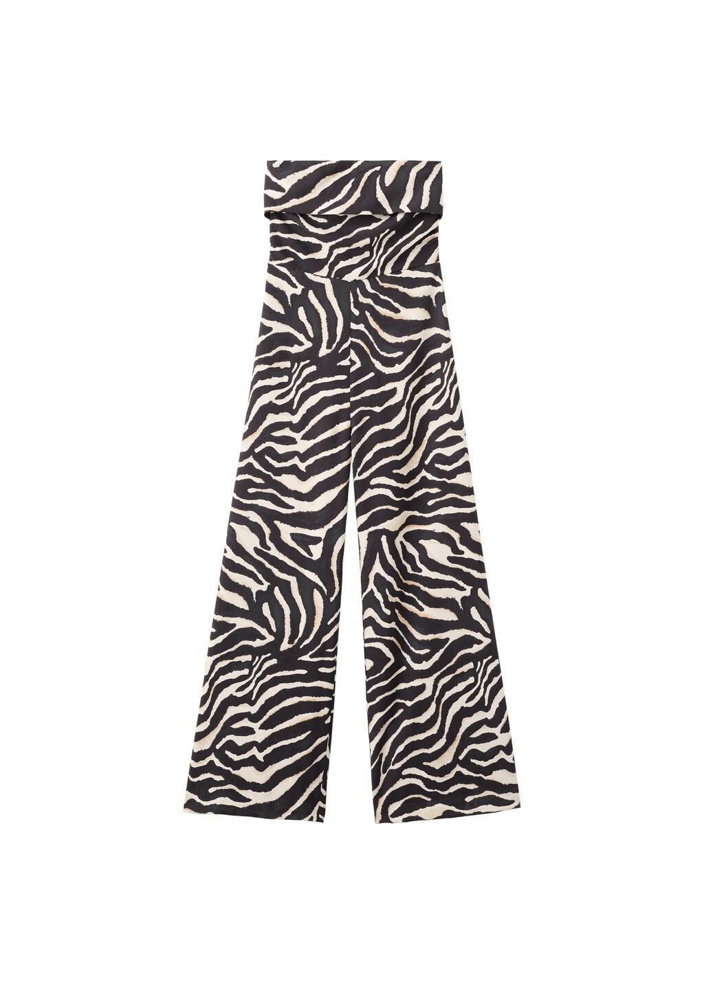 Black Printed Strapless Jumpsuit, Black, large image number 6