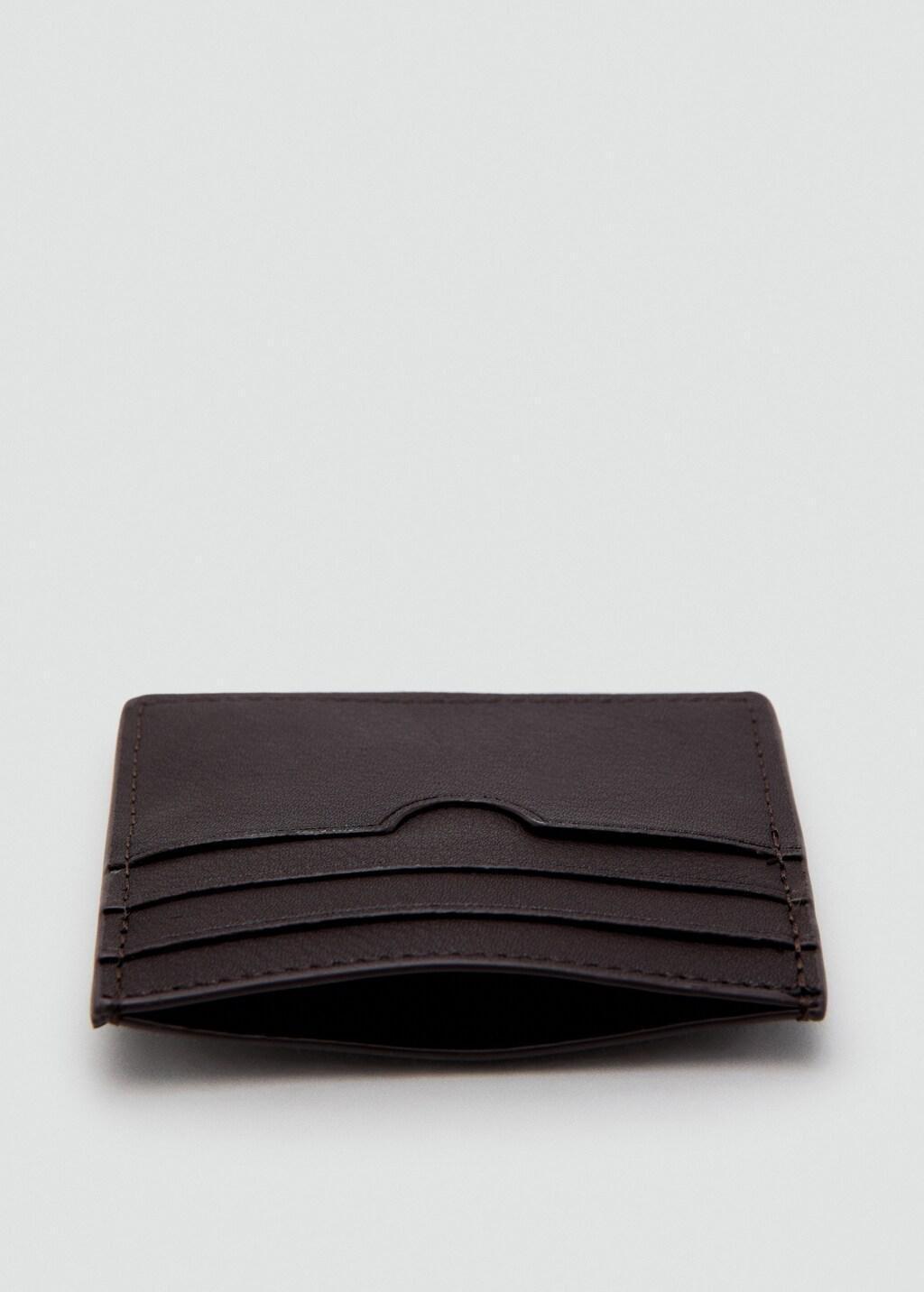 Brown Pebbled Cardholder, Brown, medium
