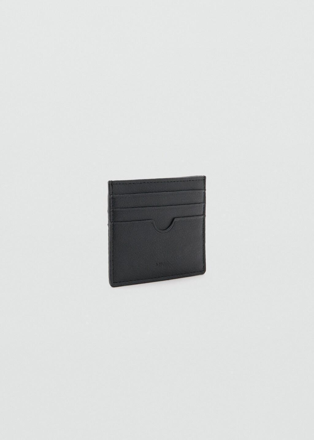 BLACK Pebbled cardholder, Black, medium