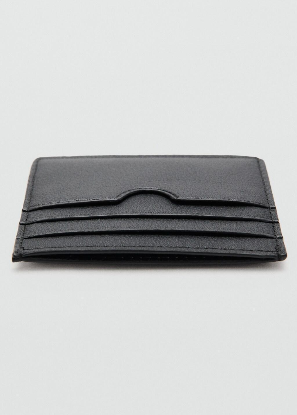Black Pebbled Cardholder, Black, large image number 1