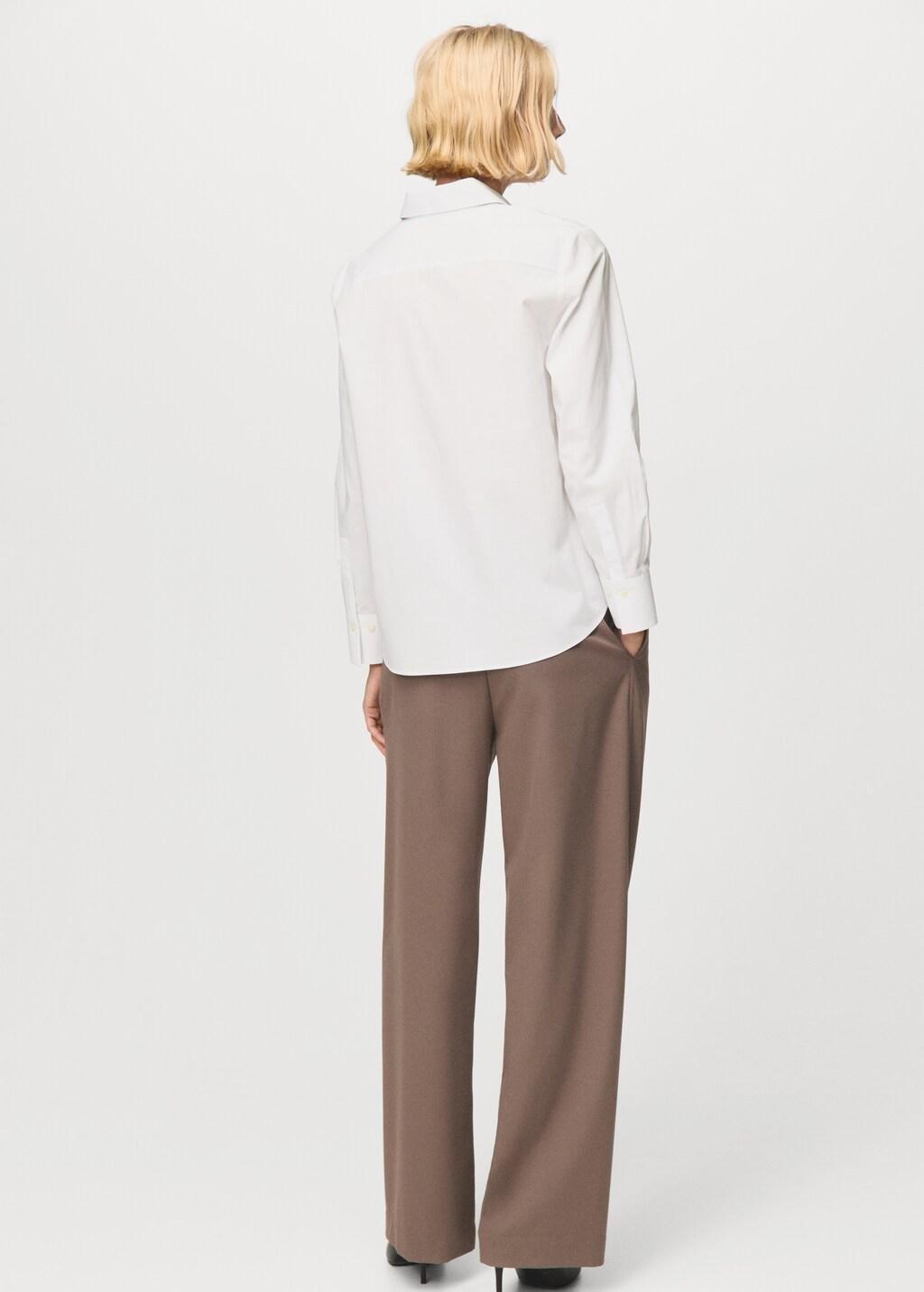 White Cotton And Lyocell Blend Straight Shirt, 0201_02, large image number 2