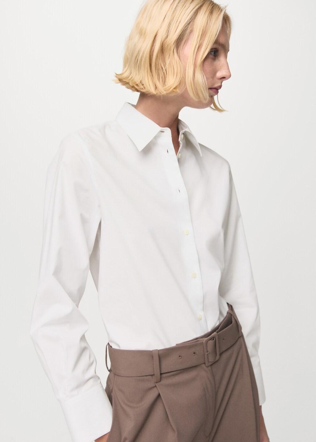 White Cotton And Lyocell Blend Straight Shirt, 0201_02, large image number 3