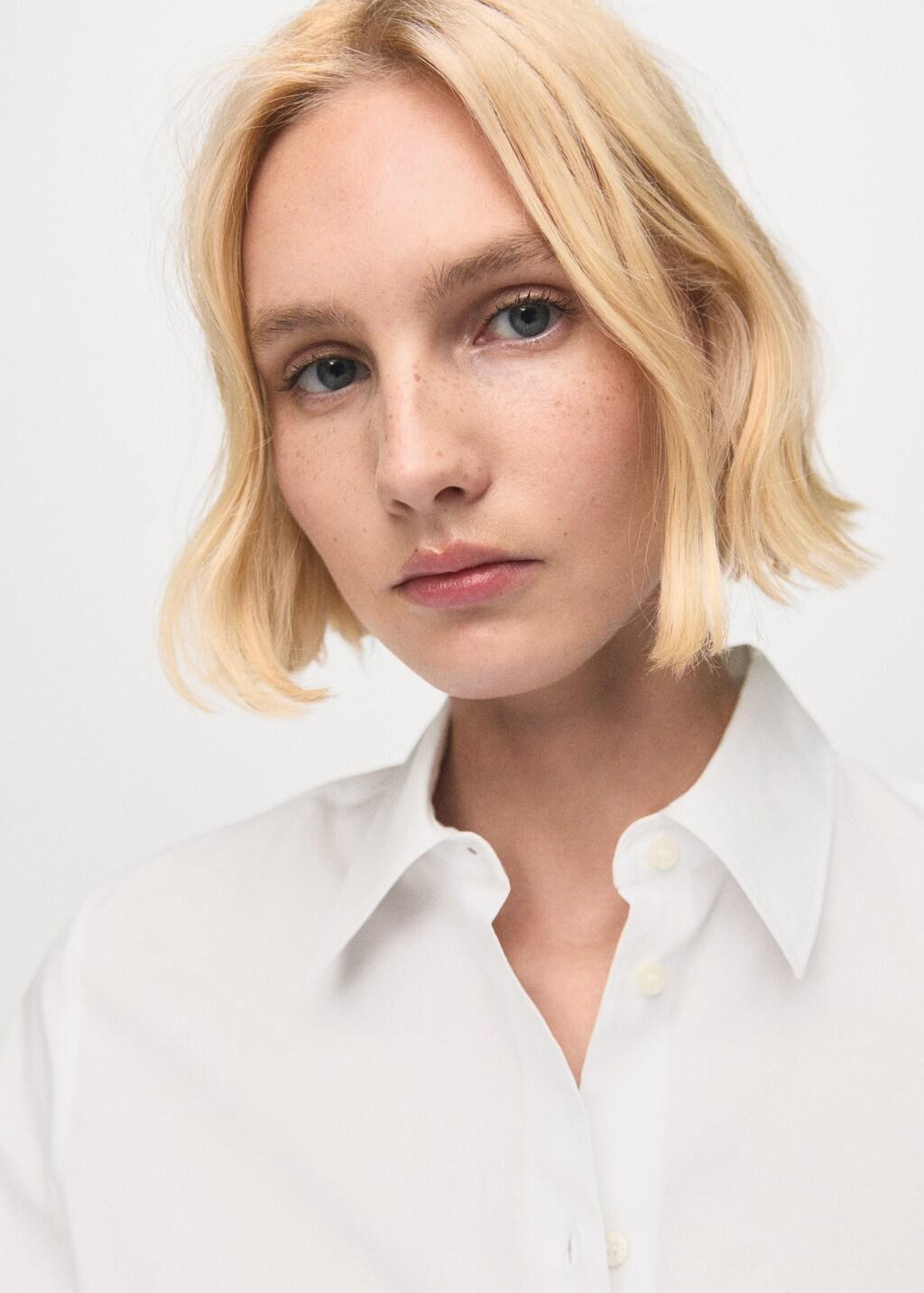 White Cotton And Lyocell Blend Straight Shirt, 0201_02, large image number 4