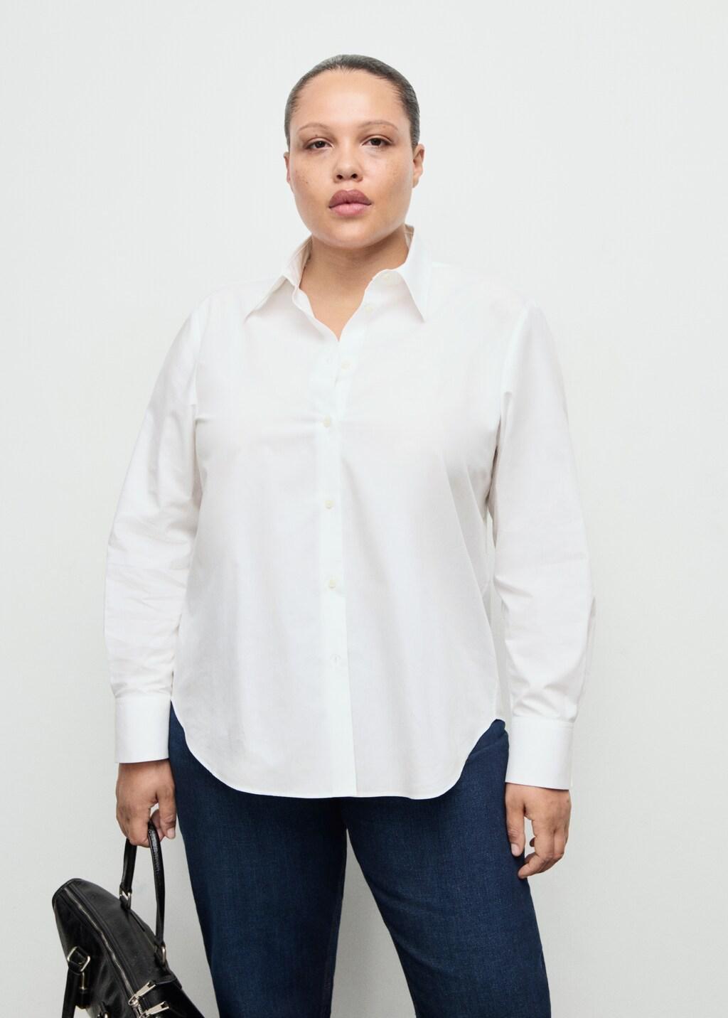 White Cotton And Lyocell Blend Straight Shirt, 0201_02, large image number 6