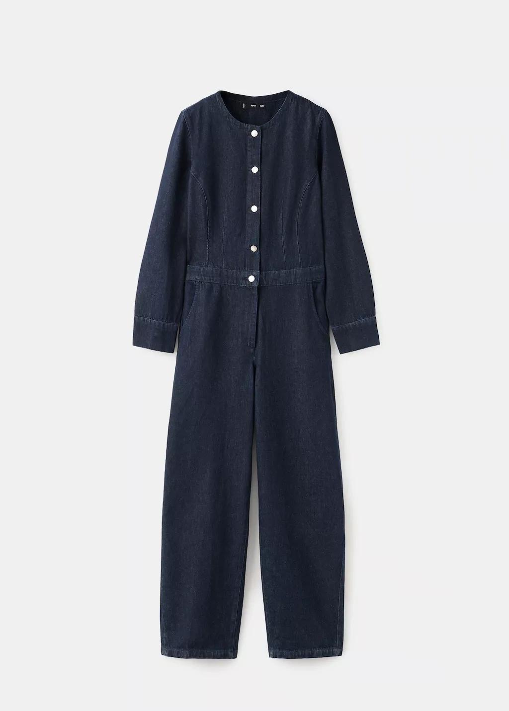 Navy Buttons Denim Jumpsuit, Open Blue, large image number 7